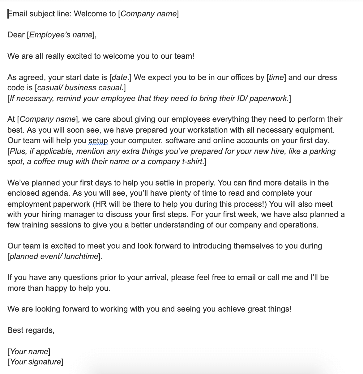 First Day Email To Manager Subject Line