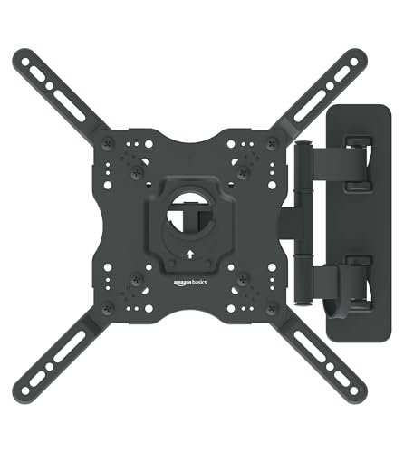 Amazon Basics Full Motion Articulating Tv Wall Mount, With Swivel And Tilt, for 26" to 55" Tvs And Flat Panels Up to 80 Lbs, Vesa Compatible, Black