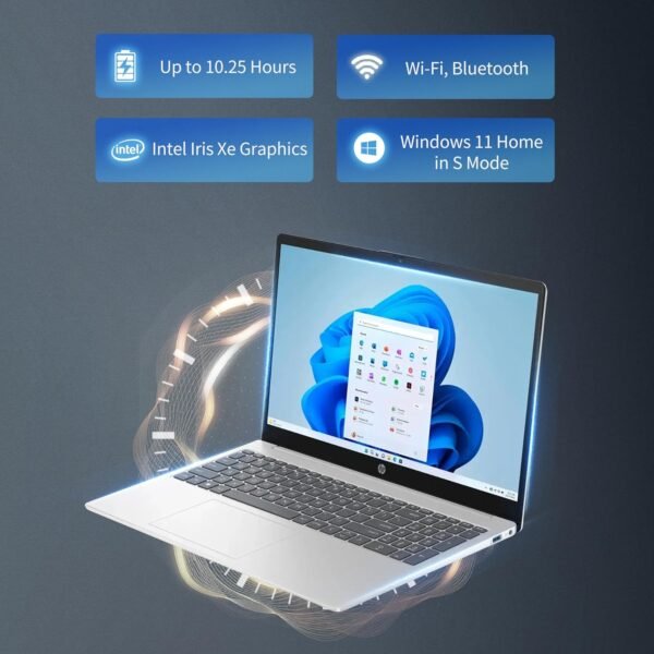 HP 15.6 inch Laptop, Intel i5 Processor Up to 4.4 GHz, 16GB RAM, 1TB SSD, HD Touch Screen, Intel Iris Xe Graphics, Windows 11 Home, Webcam, Wi-Fi, Bluetooth, Natural Silver, Alpacatec Accessories
