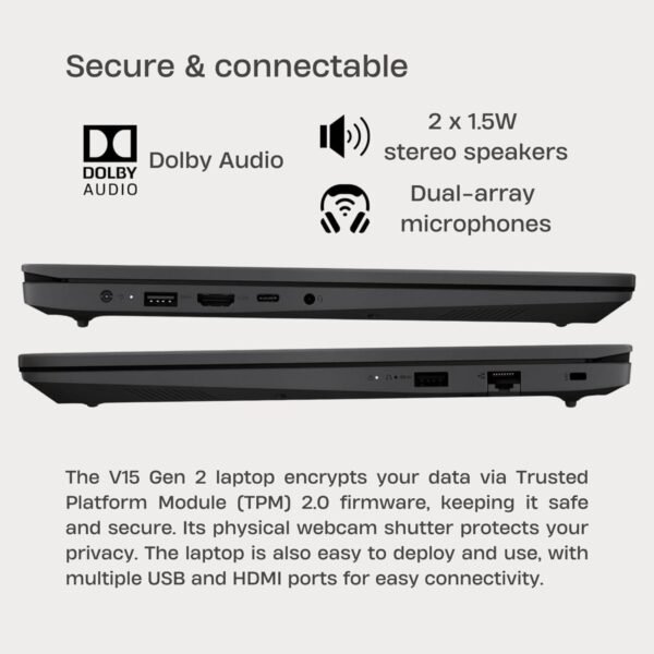 Lenovo New V15 Series Laptop • 32GB RAM • 1TB SSD • 15.6 FHD (1920x1080) Anti-Glare Display • Low-Blue Light • Intel Celeron N4500 CPU • Ethernet Port • Upto 12 Hours Battery • Win 11 Pro • WOWPC