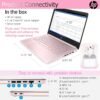 HP Ultralight 14 inch Laptop with Intel 4-Core Processor • with Microsoft 365 and Wireless Earbuds • 16GB RAM • 128GB External & 64GB Onboard & 1TB Cloud Storage • HD Display • Pink • Windows 11