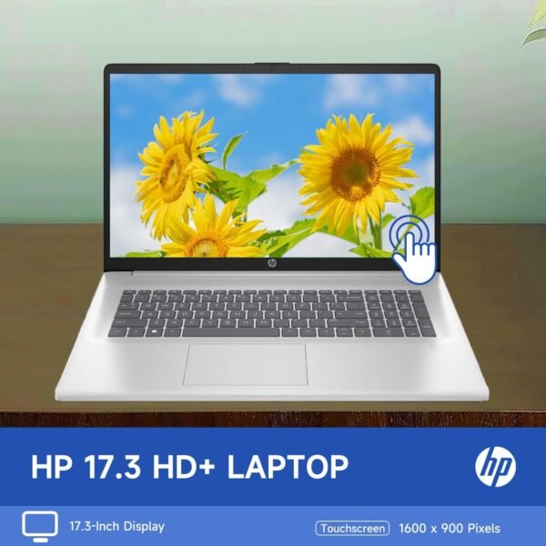HP High-Performance 17.3" Laptop, 17.3" HD+ Touchscreen, 8-Cores Intel i3-N305, 16GB RAM, 128GB eMMC + 512GB PCIe SSD, Webcam, HDMI, Numeric Keypad, Wi-Fi 6, Windows 11 Pro, Silver