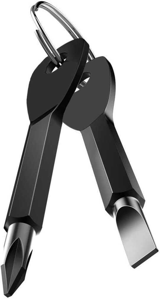 ROSTIVO Screwdriver Keychain Pocket Repair Tool Multi Mini Cool Gadgets for Men Small Gift for Women (Black)