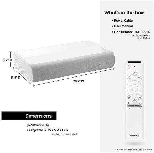 SAMSUNG 130" The Premiere Ultra Short Throw 4K UHD Smart Triple Laser Projector for Home Theater, HDR, 4.2Ch Surround Sound System w/ Alexa Built-In (SP-LSP9TFAXZA, Latest Model)