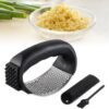 Upgraded Garlic Press Rocker, 2024 New Stainless Steel Garlic Presser, Garlic Mincer Crusher Masher with Peeler and Cleaning Brush, Garlic Chopper for Smash Garlic Kitchen Gadgets Tools