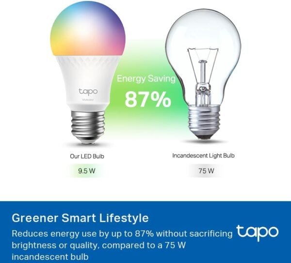 Tapo TP-Link Smart Light Bulbs, 1100 Lumens High Brightness(75W Equivalent), Matter-Certified, 16M Colors RGBW LED Bulb, Dimmable, CRI>90, Voice Control w/Siri, Alexa & Google Home, A19 E26 L535E