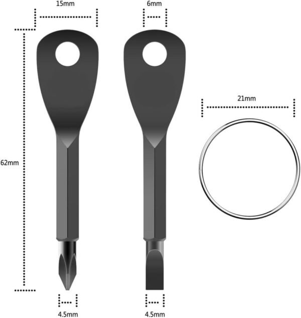ROSTIVO Screwdriver Keychain Pocket Repair Tool Multi Mini Cool Gadgets for Men Small Gift for Women (Black)