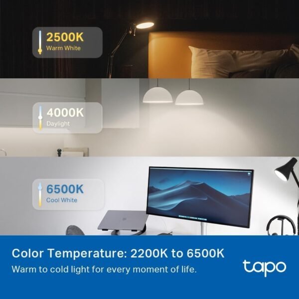 Tapo TP-Link Smart Light Bulbs, 1100 Lumens High Brightness(75W Equivalent), Matter-Certified, 16M Colors RGBW LED Bulb, Dimmable, CRI>90, Voice Control w/Siri, Alexa & Google Home, A19 E26 L535E