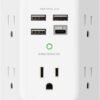Addtam USB Wall Charger Surge Protector 5 Outlet Extender with 4 USB Charging Ports (1 USB C Outlet) 3 Sided 1800J Power Strip Multi Plug Outlets Wall Adapter Spaced for Home Travel Office ETL Listed
