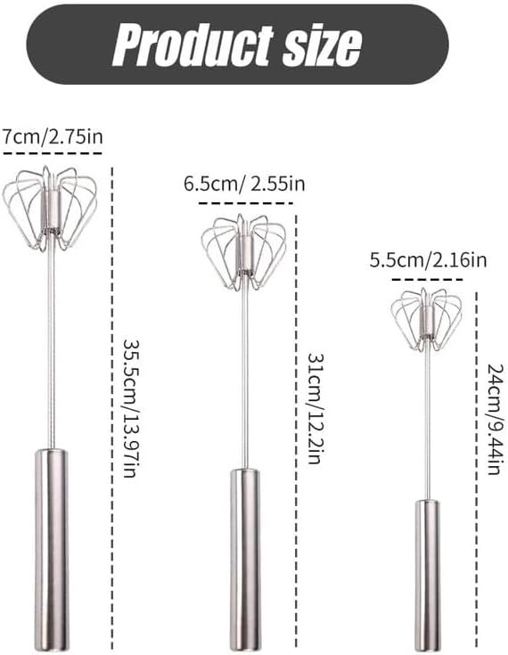 Stainless Steel Semi-Automatic Whisk, 2024 New Stainless Steel Egg Whisk Hand Push Rotary Whisk Blender, Hand Push Mixer Stirrer Tool for Cooking Kitchen Home Egg Milk (10in)