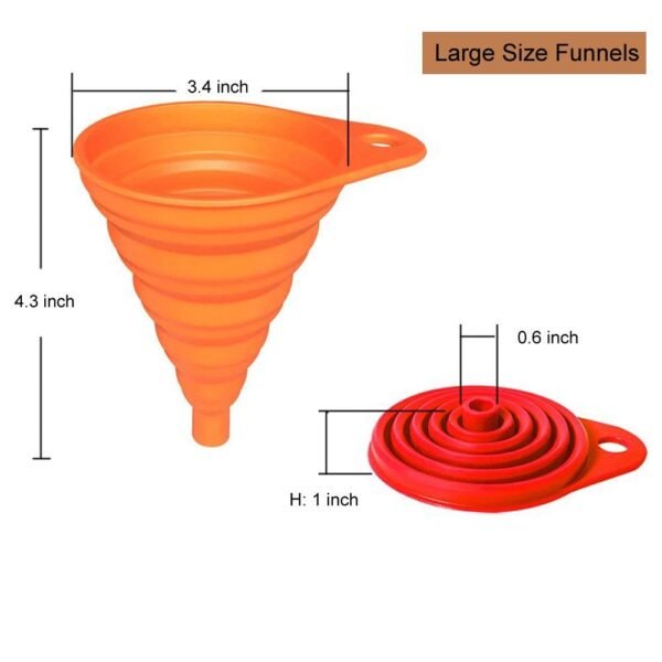 51vGDDAZXSL._SL1000_.jpg KongNai Kitchen Funnel Set 4 Pack, Small and Large, Kitchen Gadgets Accessories Foldable Silicone Collapsible Funnels for Filling Water Bottle Liquid Transfer Food Grade