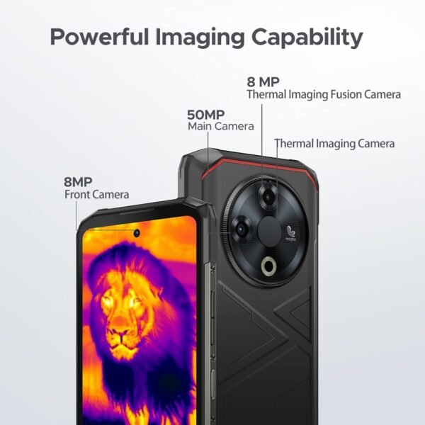 DOOGEE Fire 6 Rugged Phone with Thermal Image Camera,10400mAh,16GB+256GB Android 14 Cell Phone Unlocked,50MP AI Camera,6.56" HD+IPS Display Rugged Smartphone,IP68 Waterproof Phone,Face Unlock/OTG