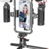 SmallRig Universal Phone Video Rig Kit for iPhone, Smartphone and Cameras, Phone Stabilizer Rig w/Tripod Microphone LED Light Side Handle Power Bank Holderm, for Vlogging & Live Streaming