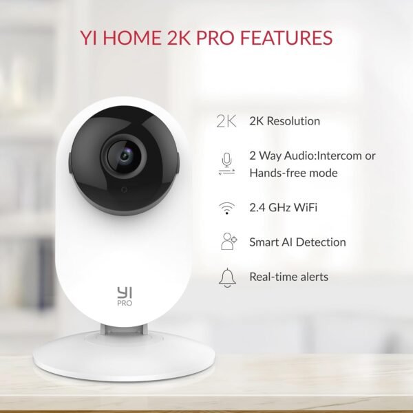 YI Pro 2K 3PC Home Security Camera, 2.4GHz Indoor Cameras for Home Security with Person, Vehicle, Animal Smart Detection, Phone App for Baby, Pet, Dog Monitoring, Works with Alexa and Google Assistant