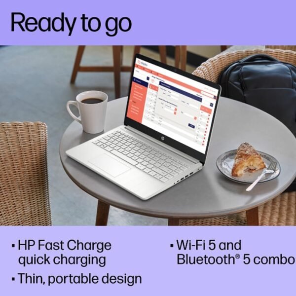 HP 14 Laptop (14" Anti-glare, Intel Celeron N4120, 16GB RAM, 256GB Storage (128GB eMMC + 128GB IST SD Card)) School & Business, 11Hr Battery Life, 1-Year Office 365, Win 11 Home S w/AI Copilot, Silver