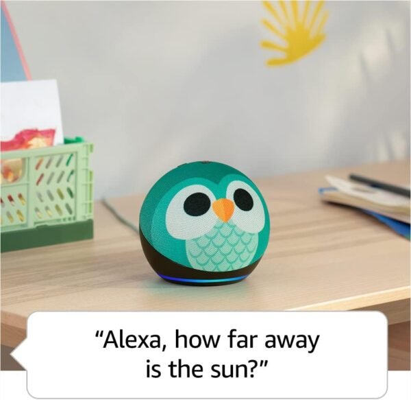 Amazon Echo Dot Kids (newest model), Designed for kids, with parental controls, Includes 1 Year of Amazon Kids+, Owl
