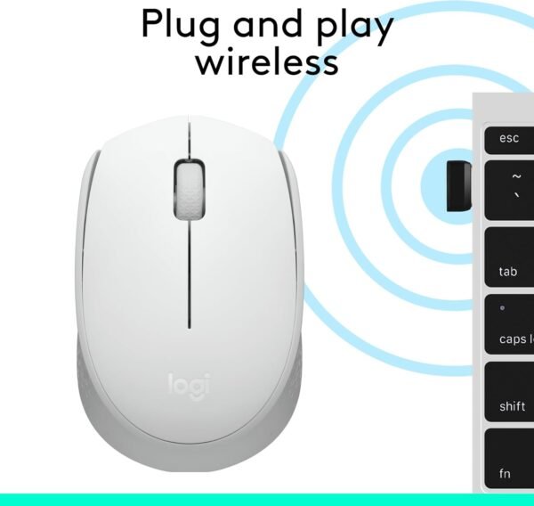 Logitech M170 Wireless Mouse for PC, Mac, Laptop, 2.4 GHz with USB Mini Receiver, Optical Tracking, 12-Months Battery Life, Ambidextrous - Off White