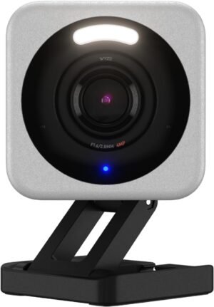WYZE Cam v4, 2.5K HD WiFi Smart Home Security Camera, Indoor/Outdoor, Pet/Baby Monitor, Motion Activated Spotlight/Siren, Color Night Vision, 2-Way Audio, Works with Alexa & Google, Wired, Grey