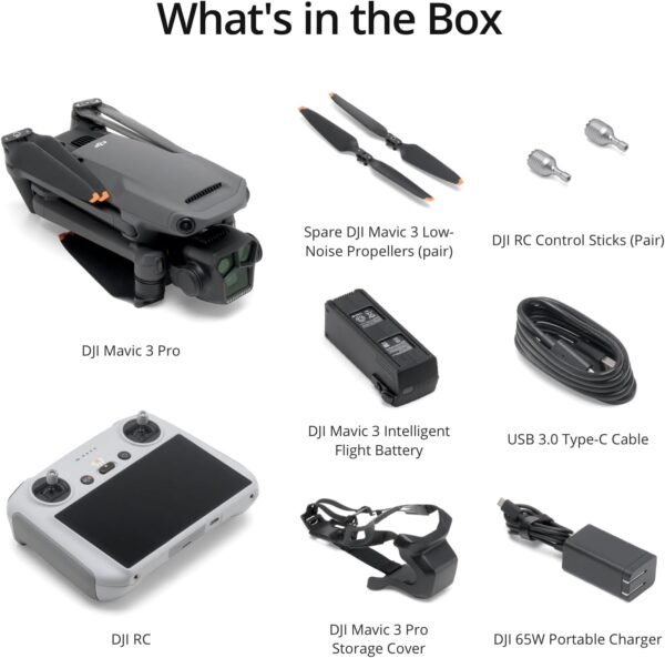 DJI Mavic 3 Pro with DJI RC, Flagship Triple-Camera Drone with 4/3 CMOS Hasselblad Camera, 43-Min Flight Time, 15km HD Video Transmission, FAA Remote ID Compliant, 4K Camera Drone for Adults