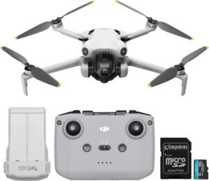 DJI Mini 4 Pro Quadcopter Drone with 128GB Card- Lightweight and Foldable Mini Camera Drone with 4K HDR Video, True Vertical Shooting, Obstacle Sensing and Intelligent Features (2 Items)