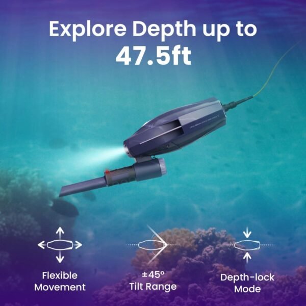 DORY EXPLORE treasure-hunting photography and videography underwater drone, metal detector & net bag, Bluetooth RC, uncovers the secrets of the ocean and experience underwater Adventure (Deep Purple)