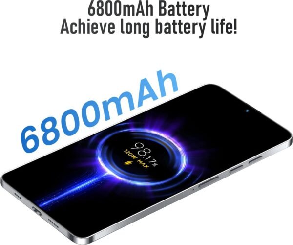 Unlocked Cell Phone Pova5 Pro Smartphone 8GB+256GB Android Phone 24MP+50MP Camera 6800mAh Battery 6.82-inch HD Screen Mobile Phone 5G Dual SIM (White)