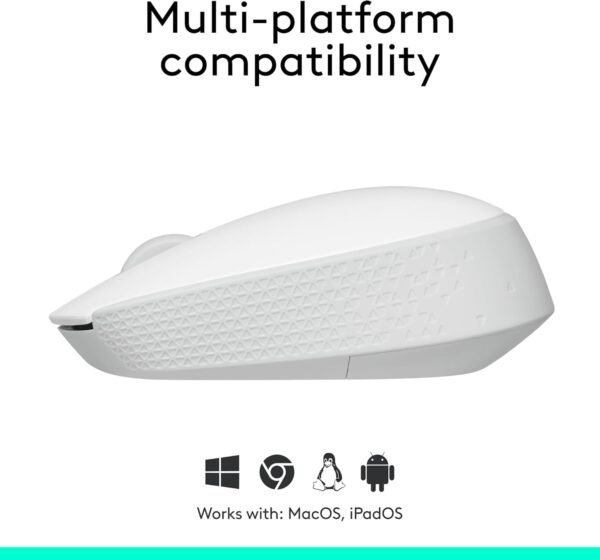 Logitech M170 Wireless Mouse for PC, Mac, Laptop, 2.4 GHz with USB Mini Receiver, Optical Tracking, 12-Months Battery Life, Ambidextrous - Off White