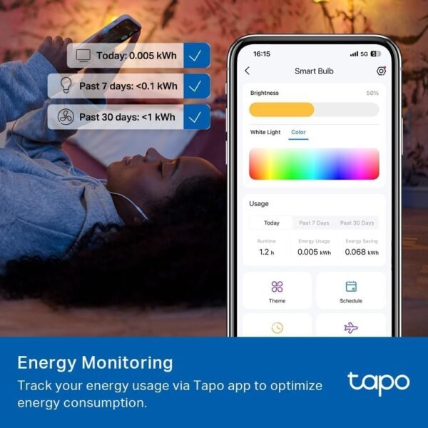 Tapo TP-Link Smart Light Bulbs, 1100 Lumens High Brightness(75W Equivalent), Matter-Certified, 16M Colors RGBW LED Bulb, Dimmable, CRI>90, Voice Control w/Siri, Alexa & Google Home, A19 E26 L535E