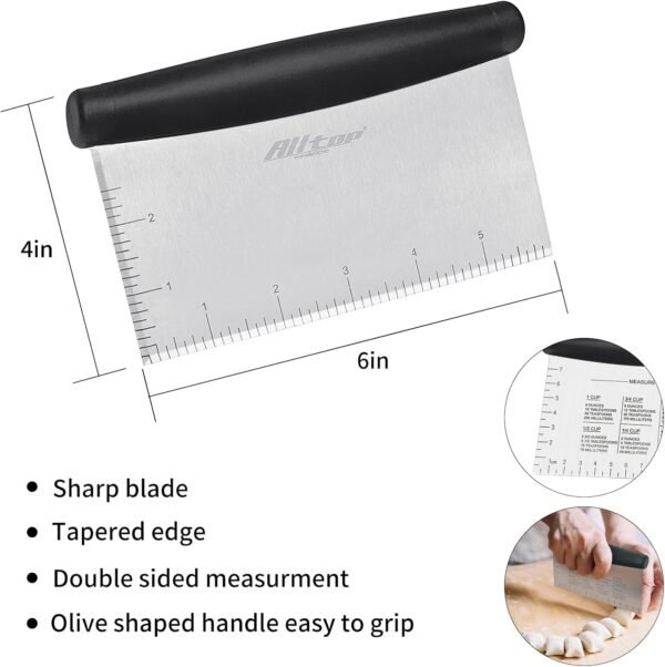 ALLTOP Bench Scraper & Chopper for Kitchen - Ideal Baking Essential Utensil,Stainless Steel Pastry/Dough/Food Cutter Tool for Cake Pizza Bread,Grilling,Cooking - 1 Pack