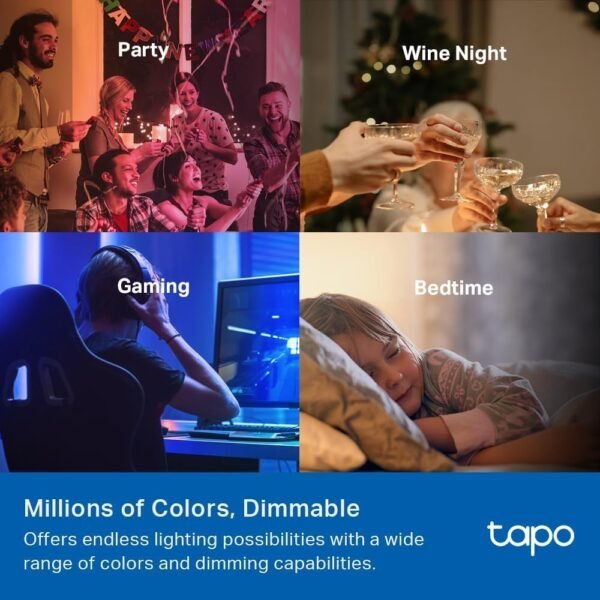 Tapo TP-Link Smart Light Bulbs, 1100 Lumens High Brightness(75W Equivalent), Matter-Certified, 16M Colors RGBW LED Bulb, Dimmable, CRI>90, Voice Control w/Siri, Alexa & Google Home, A19 E26 L535E