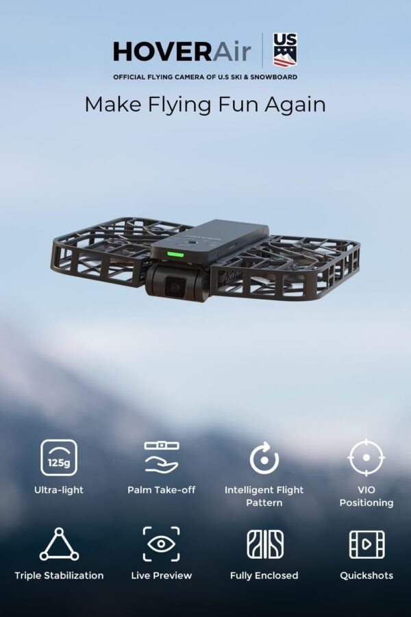 X1 Self-Flying Camera, Pocket-Sized Drone HDR Video Capture, Palm Takeoff, Intelligent Flight Paths, Follow-Me Mode, Foldable Action Camera with Hands-Free Control Black (Combo)
