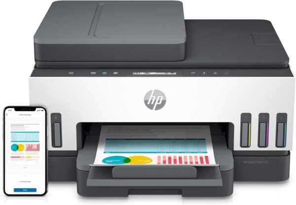HP Smart -Tank 7301 Wireless All-in-One Cartridge-free Ink Printer, up to 2 years of ink included, mobile print, scan, copy, automatic document feeder (28B70A), Gray