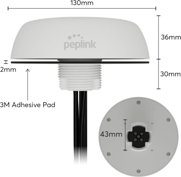 Peplink Cellular & WiFi Antenna Mobility 22G | 2x2 MIMO Cellular High Bandwidth Dual-Band Wi-Fi External Router Computer Networking Antenna System with Reliable GPS Receiver | 1 ft, White