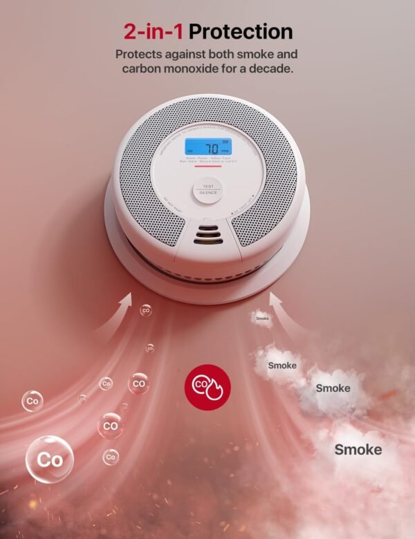 X-Sense Smart Smoke Detector Carbon Monoxide Detector Combo, Battery-Operated (Not AC Hardwired) Interconnected Combination Smoke Carbon Monoxide Detector, 5 Detectors with 1 Base Station, SC07-MR51
