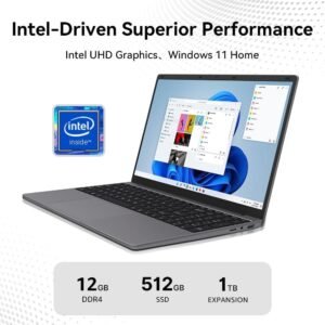 Windows 11 Slim Student Laptop: 15.6" Full HD | 512GB SSD | 12GB DDR4 RAM | Intel Jasper Lake N5095 | Numeric Keypad | Wi-Fi 6 | AMD Radeon Graphics | Business and Fun (2024)