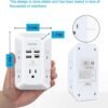 Addtam USB Wall Charger Surge Protector 5 Outlet Extender with 4 USB Charging Ports (1 USB C Outlet) 3 Sided 1800J Power Strip Multi Plug Outlets Wall Adapter Spaced for Home Travel Office ETL Listed