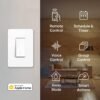 Kasa Apple HomeKit Smart Light Switch KS200P3, Single Pole, Neutral Wire Required, 2.4GHz Wi-Fi Light Switch Works with Siri, Alexa and Google Home, UL Certified, No Hub Required, White, 3-Pack