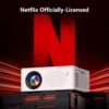 【Netflix-Officially-Licensed】TMY Mini Projector with WiFi and bluetooth, 1080P Full HD Portable Projector, Movie Projector Compatible with TV Stick Smartphone/HDMI/USB, indoor & outdoor use