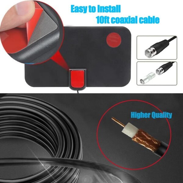 Digital TV Antenna for Smart TV,360°Reception,Support 4K 1080p Smart Television,Detachable Signal Amplifier-Signal Booster-HDTV Antenna 10ft Coaxial HDTV Cable, Portable Antenna Indoor
