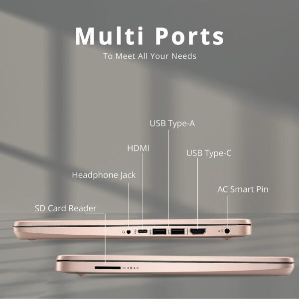 HP-Laptops 14inch-Rose Gold Windows 11-32GB RAM - 192GB Storage - Microsoft 365 - Quad-core Intel Celeron N4120 - USB Type-C - SD Card Reader - 13Hours Battery Life - Wireless-AC - HDMI