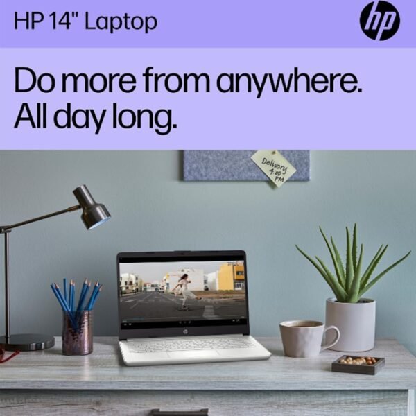 HP 14 Laptop (14" Anti-glare, Intel Celeron N4120, 16GB RAM, 256GB Storage (128GB eMMC + 128GB IST SD Card)) School & Business, 11Hr Battery Life, 1-Year Office 365, Win 11 Home S w/AI Copilot, Silver
