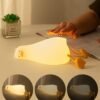 HAPPYBAG LED Lying Flat Duck Night Light, 3 Level Dimmable Nursery Nightlight,Cute Lamps Silicone Squishy Light Up Duck,Rechargeable Bedside Touch Lamp for Breastfeeding Toddler Baby Kids Decor