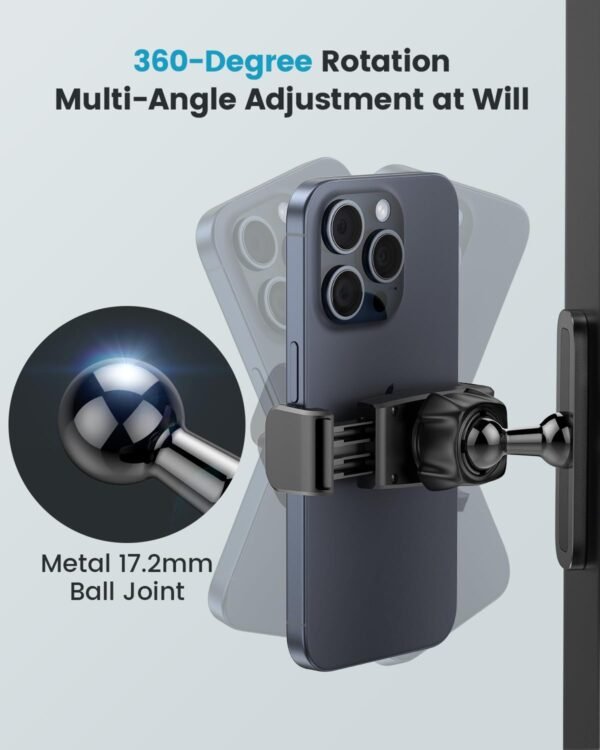 APPS2Car [2 Pack] Gym Magnetic Phone Holder, 360 Adjustable, Compatible with 4.7-6.5" Smartphones, Alloy Base and Joint, Black