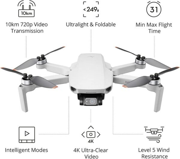 DJI Mini 2 Fly More Combo – Ultralight Foldable Drone, 3-Axis Gimbal with 4K Camera, 12MP Photos, 31 Mins Flight Time, OcuSync 2.0 10km HD Video Transmission, QuickShots, Gray (CP.MA.00000306.01)