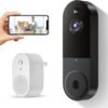 Wireless 1080p Video Doorbell Camera, AI Human Detection, Live View, 2-Way Audio Included Chime, Night Vision, 2.4G Wi-Fi, Cloud Storage, Indoor/Outdoor Surveillance Cam (Black)