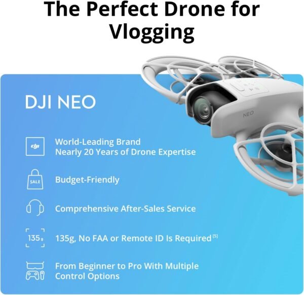 DJI Neo Three-Battery Combo, Mini Drone with 4K UHD Camera for Adults, 135g Self Flying Drone that Follows You, Palm Takeoff, Subject Tracking, QuickShots, Stabilized Video (Controller-Free)