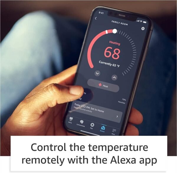 Like-New Amazon Smart Thermostat – ENERGY STAR certified, DIY install, Works with Alexa – C-wire required