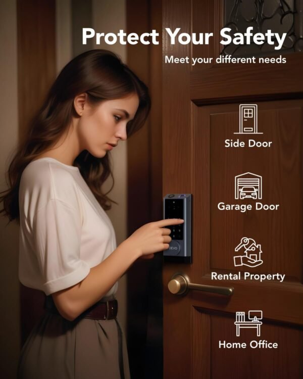 Devo G1 Video Smart Lock with Camera&Doorbell,6-in-1 Keyless Entry Door Lock with App Remote,Fingerprint ID,Auto Locks,Built-in Wi-Fi Smart Deadbolt for Front Door,Easy Install,Waterproof,BHMA Grade 3