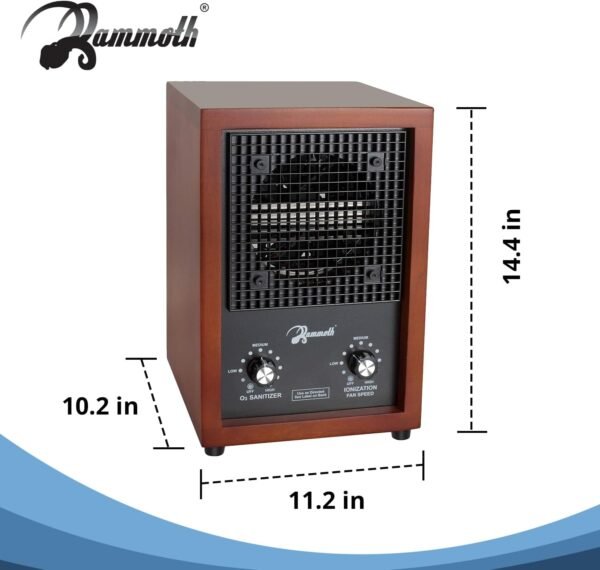 Mammoth Ion and Ozone Generator 3000 mg/hour, Adjustable up to 3,500 SqFt Ionizer & Deodorizer Ozone Odor Eliminator- Ozone Machine Wooden Design Ideal for Dust, Pollen, Pets & Smoke Smell