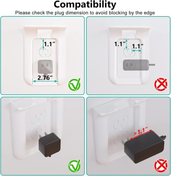 WALI Outlet Shelf Wall Holder,Bathroom Wall Shelf up to 10lbs Standard Vertical Duplex Wall Shelf Organizer for Smart Home Decor Space Saving Power Tools, Toothbrush (OLS001-W), 1 Pack, White